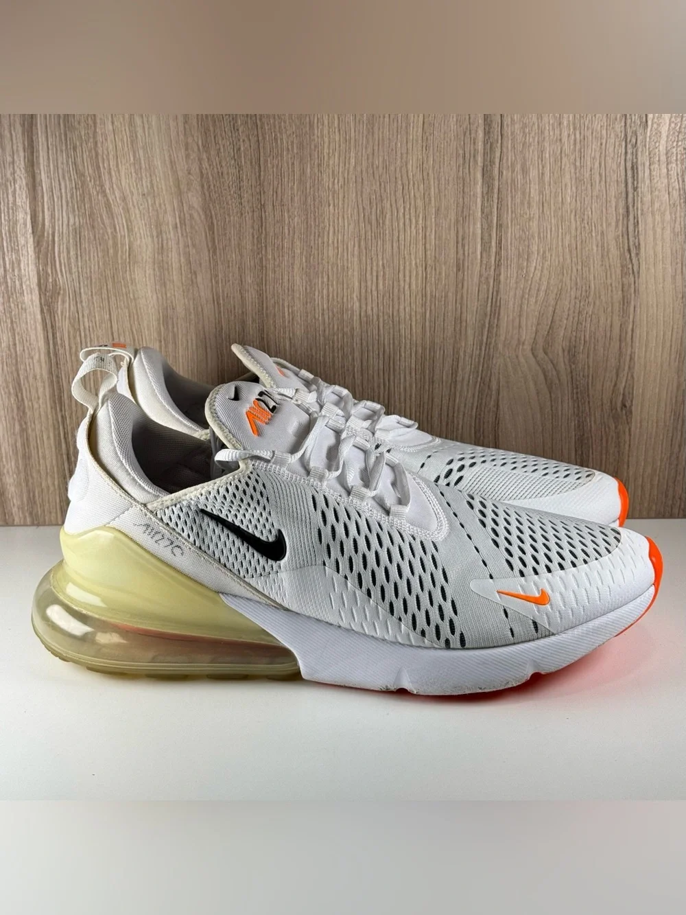 Nike Air Max 270 Just Do It White Total Orange Shoes AH8050-106 Men’s Size 12